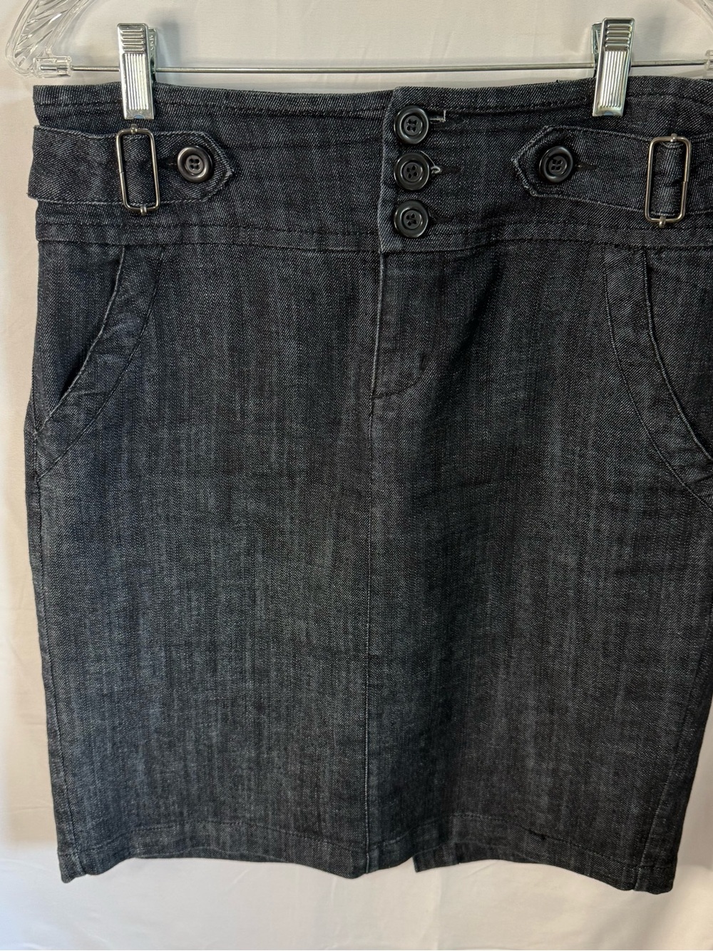 Dark Gray Denim Pencil Skirt - Classic Women's Style